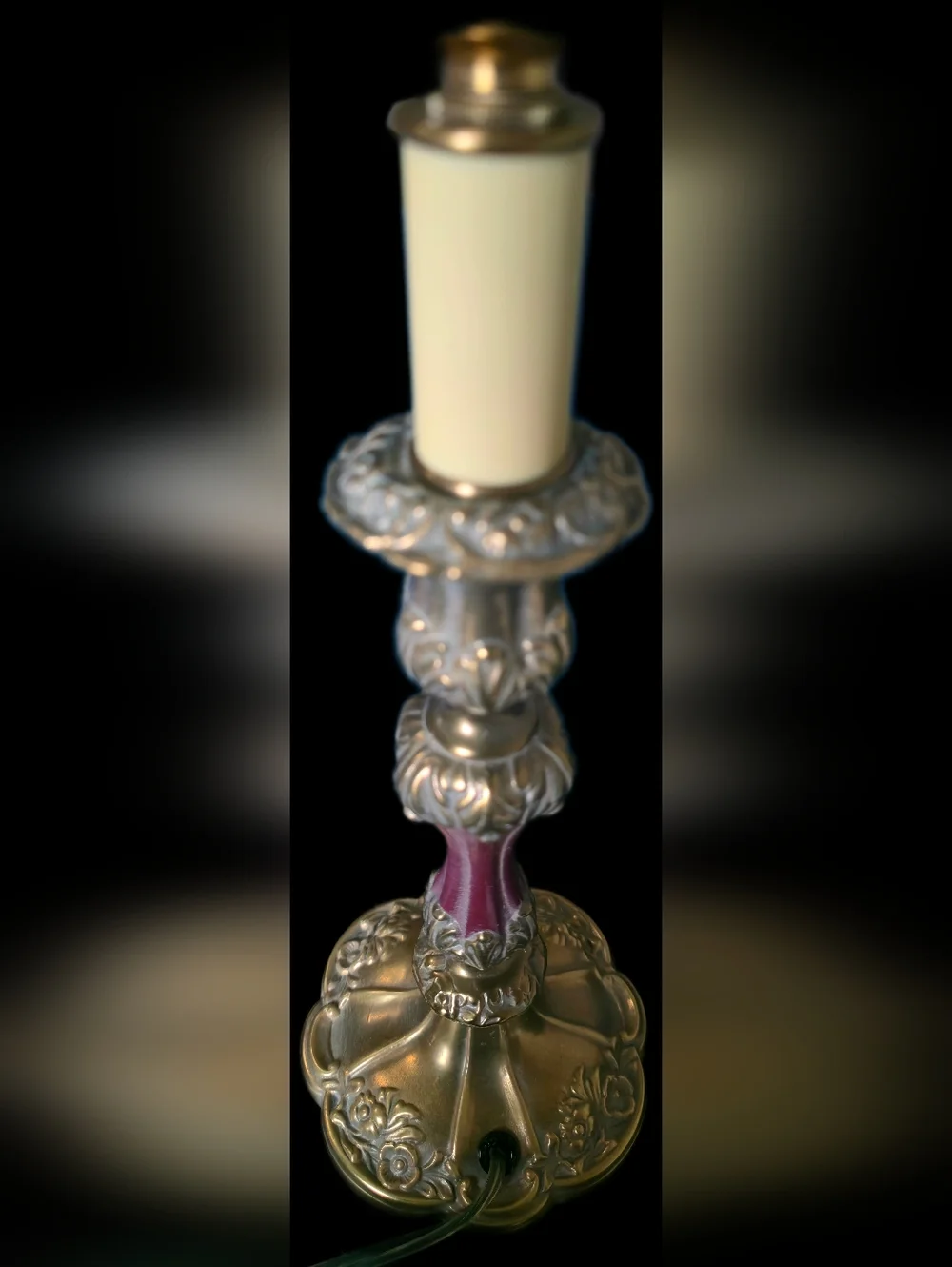 Vintage Ornate Brass Candlestick Table Lamp | Hollywood Regency Design
